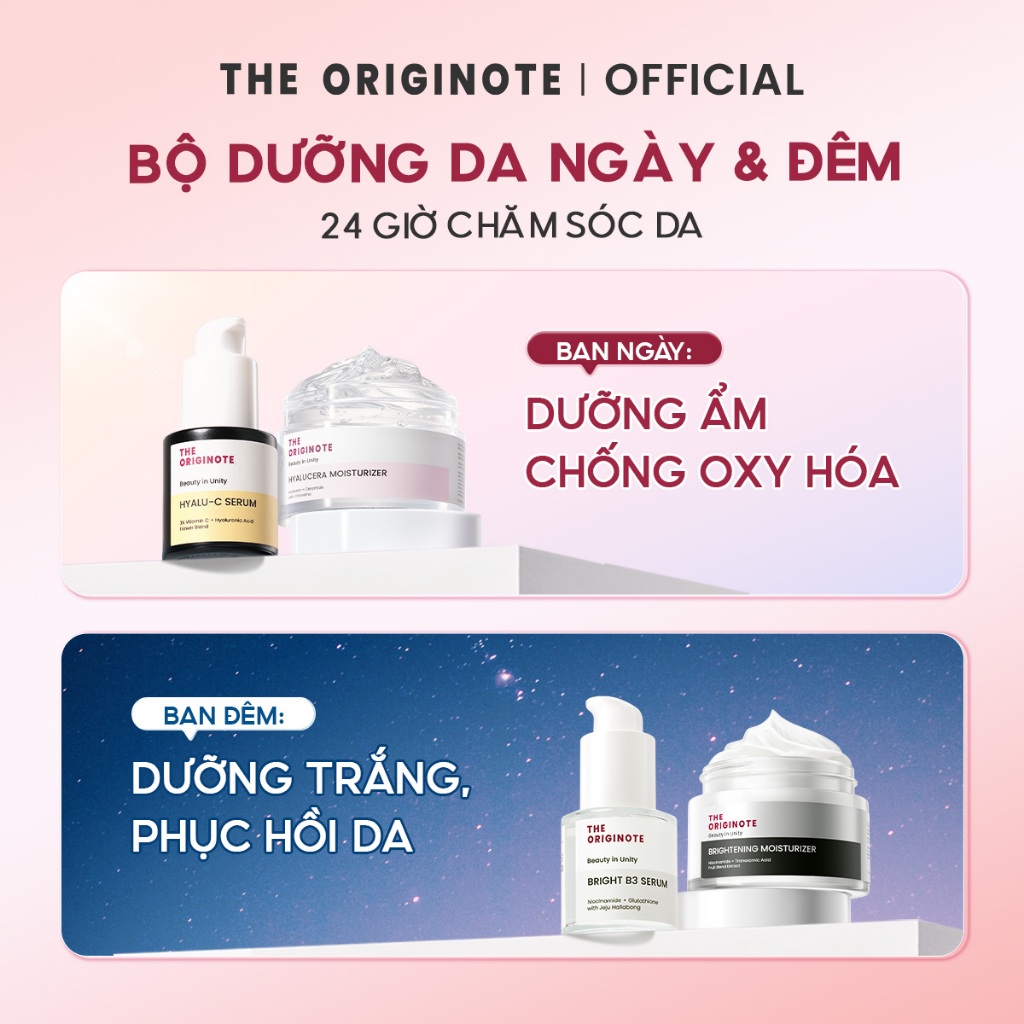 Bộ Dưỡng Da Ngày & Đêm The Originote Kem Dưỡng và Serum cấp ẩm phục hồ sáng da 24H chăm sóc da
