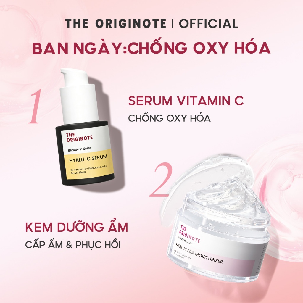Bộ Dưỡng Da Ngày & Đêm The Originote Kem Dưỡng và Serum cấp ẩm phục hồ sáng da 24H chăm sóc da