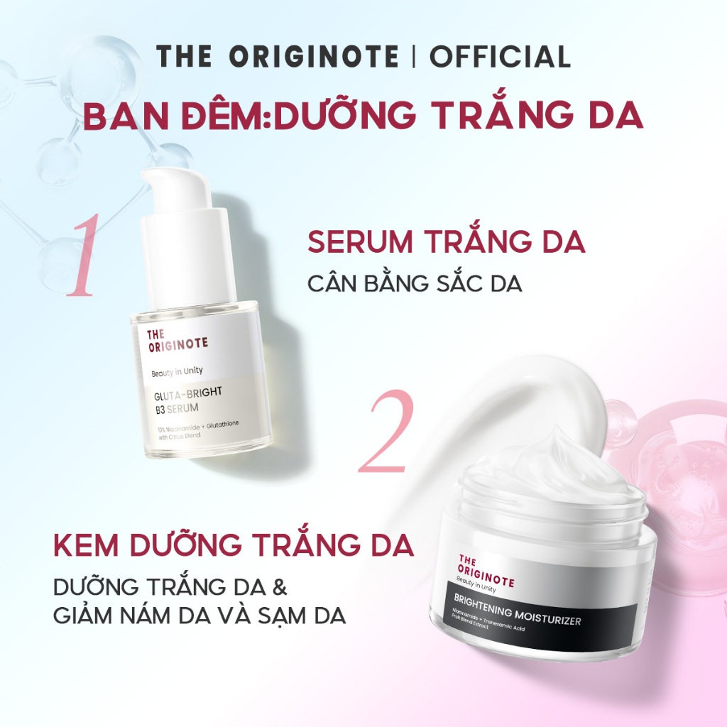 Bộ Dưỡng Da Ngày & Đêm The Originote Kem Dưỡng và Serum cấp ẩm phục hồ sáng da 24H chăm sóc da