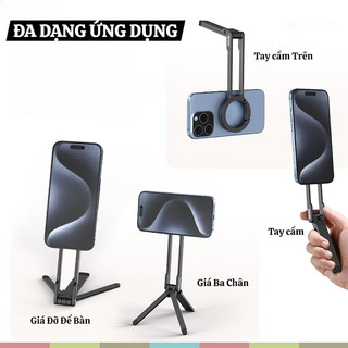 Giá Đỡ Điện Thoại Gấp Gọn Đa Năng – Tripod Mini Móc Leo Núi, Hít Từ Tính 2 Mặt, Xoay Linh Hoạt