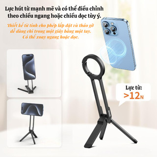 Giá Đỡ Điện Thoại Gấp Gọn Đa Năng – Tripod Mini Móc Leo Núi, Hít Từ Tính 2 Mặt, Xoay Linh Hoạt