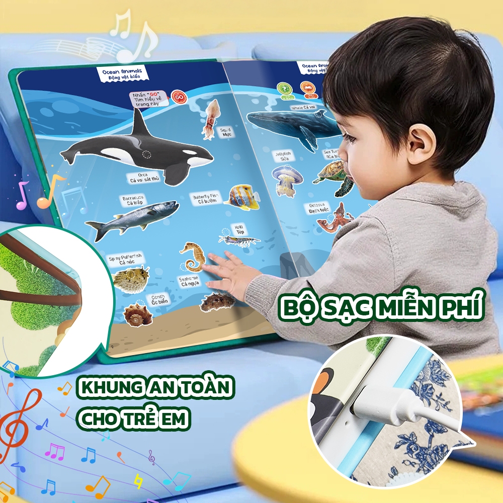 sách học tiếng anh biết nói điểm đọc đồ chơi trí tuệ cho bé 4-10 tuổi có âm thanh song ngữ