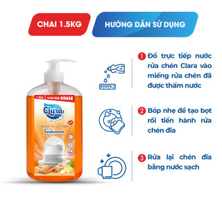 Combo 2 Chai Nước Rửa Chén Clara Tinh Chất Gừng Quế 1,5kg NRCQG04, Nước Rửa Bát Hương Thơm, Sạch Nhanh, Đánh Bay Dầu Mỡ