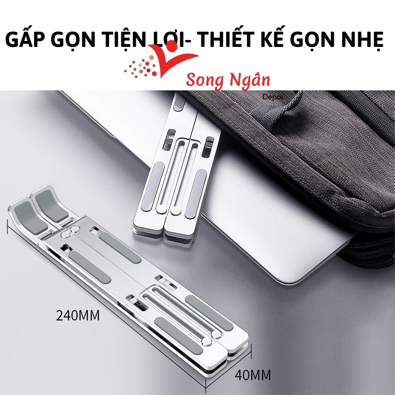 Giá Đỡ Laptop Nhôm Cao Cấp Điều Chỉnh Độ Cao Gấp Gọn, Tản Nhiệt Tốt Cho Máy Tính