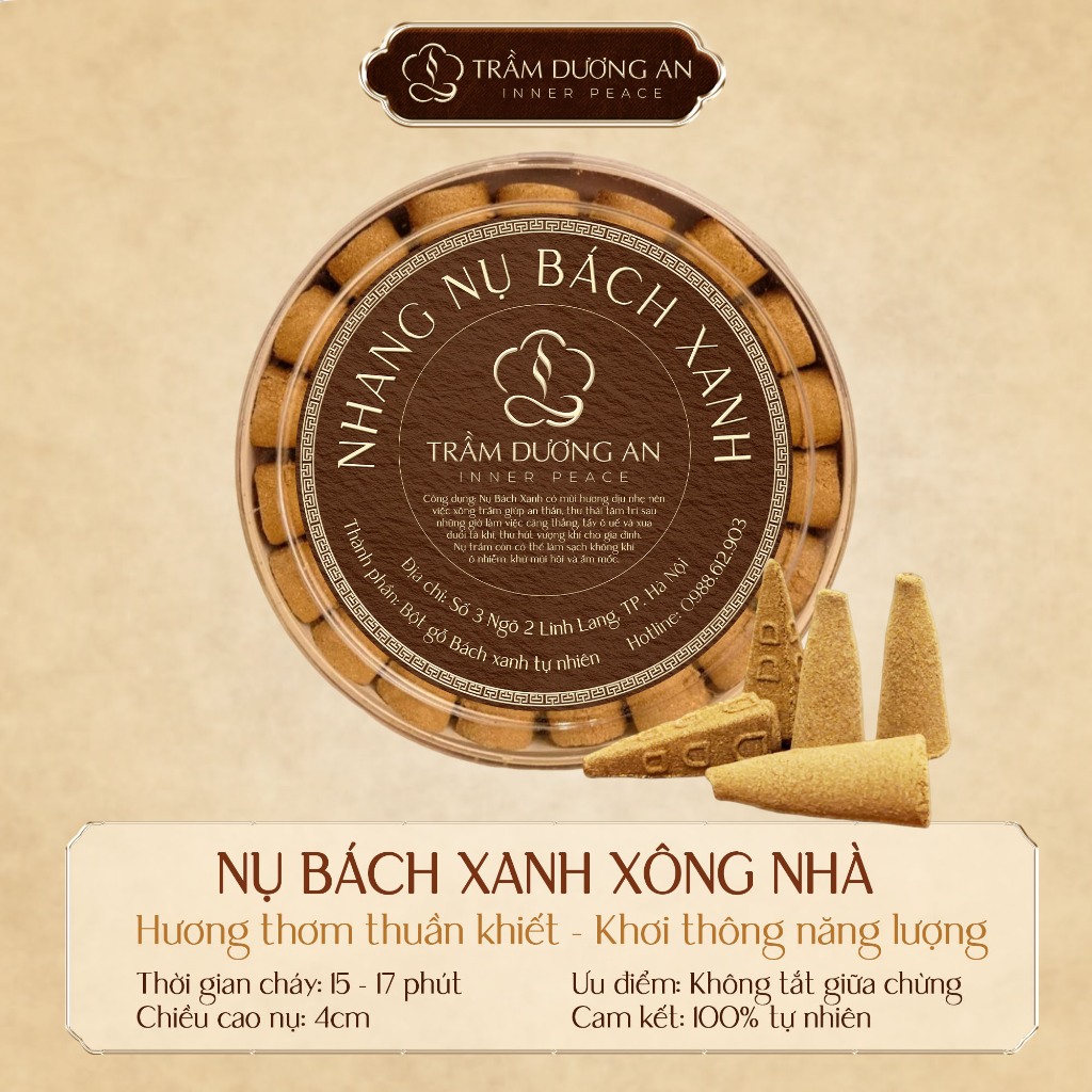 Hộp 80 Nụ Trầm Bách Xanh Chính Hãng, Khói Ngược Đẹp, Cháy Lâu 50 Phút, Dùng Tĩnh Tâm TAIJ DECOR