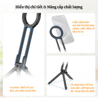 Giá Đỡ Điện Thoại Gấp Gọn Đa Năng – Tripod Mini Móc Leo Núi, Hít Từ Tính 2 Mặt, Xoay Linh Hoạt