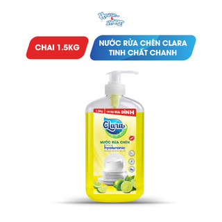 Nước Rửa Chén Clara Tinh Chất Chanh 1,5kg NRCC04, Nước Rửa Bát Đánh Bay Dầu Mỡ, Khử Mùi Tốt, An Toàn Da Tay