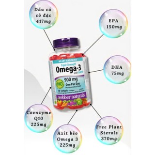 [LIVE] Viên Uống Omega3 Hỗ Trợ Sức Khỏe Webber Naturals Triple Strength Omega-3 / Omega-3 With CoQ10, hộp nhập khẩu