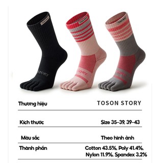 Tất vớ xỏ ngón nữ nam chạy bộ chạy trail leo núi chống phồng rộp chân công nghệ Coolmax thoáng khí nhanh khô TOSON STORY