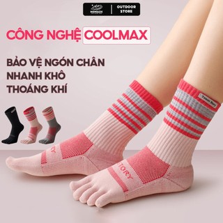 Tất vớ xỏ ngón nữ nam chạy bộ chạy trail leo núi chống phồng rộp chân công nghệ Coolmax thoáng khí nhanh khô TOSON STORY