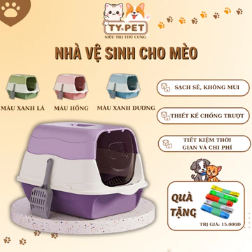 Nhà vệ sinh cho mèo, nhà vệ sinh chống văng cát, bắn nước, dễ dàng vệ sinh, tặng kèm xẻng và túi khử mùi