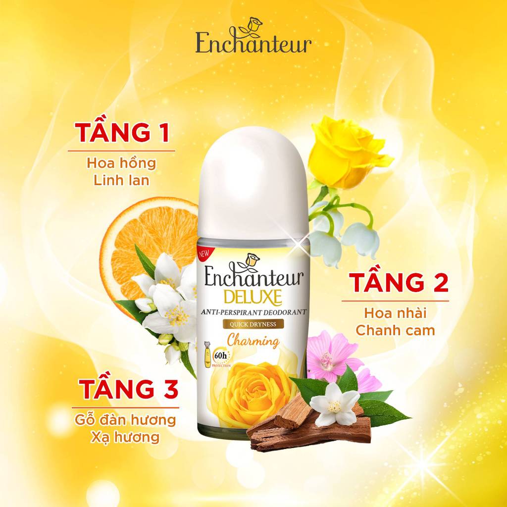 [TẶNG TÚI DU LỊCH] Set 3 Món Mini Du Lịch Tiện Lợi Enchanteur Charming Travel Kit – Sữa Tắm + Dầu Gội + Lăn Khử Mùi 25ml