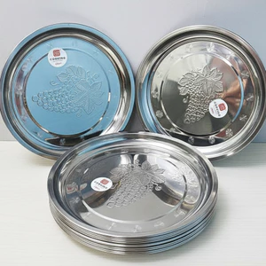 Mâm Tròn Inox Chùm Nho – Nhiều Size Dùng Cho Gia Đình, Quán Ăn, Tiện Dụng, Sạch Sẽ, Bền Đẹp