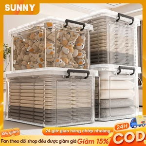 SUNNY Hộp Đựng Nhựa Hộp Đựng Đồ Trong Suốt Quần Áo Hộp Lưu Trữ Đa Năng Đựng Có Bánh Xe Thùng Nước