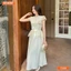 Đầm thiết kế cao cấp BEMINE cổ tròn phối ren hoa giả set dáng dài-T109
