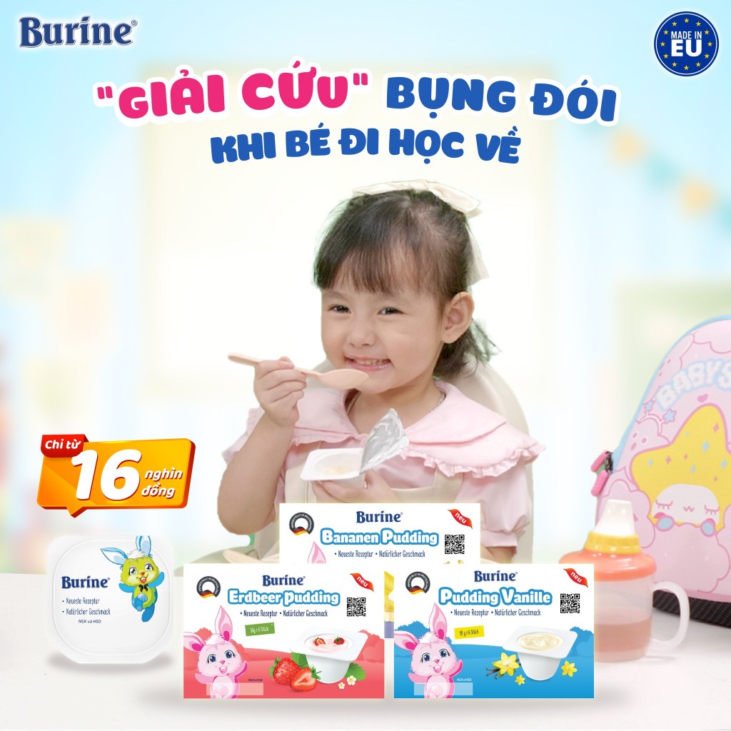 Pudding ăn dặm Burine Đức Dâu / Chuối / Vani | Pudding cho bé từ 6 ...