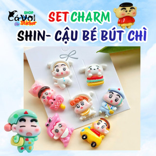 Set Charm Shin Cậu Bé Bút Chì Chibi Baby Pastel Dễ Thương – Charm Gắn Dép Hoạt Hình Cute Hot Trend, Phụ Kiện DIY Dép Xin