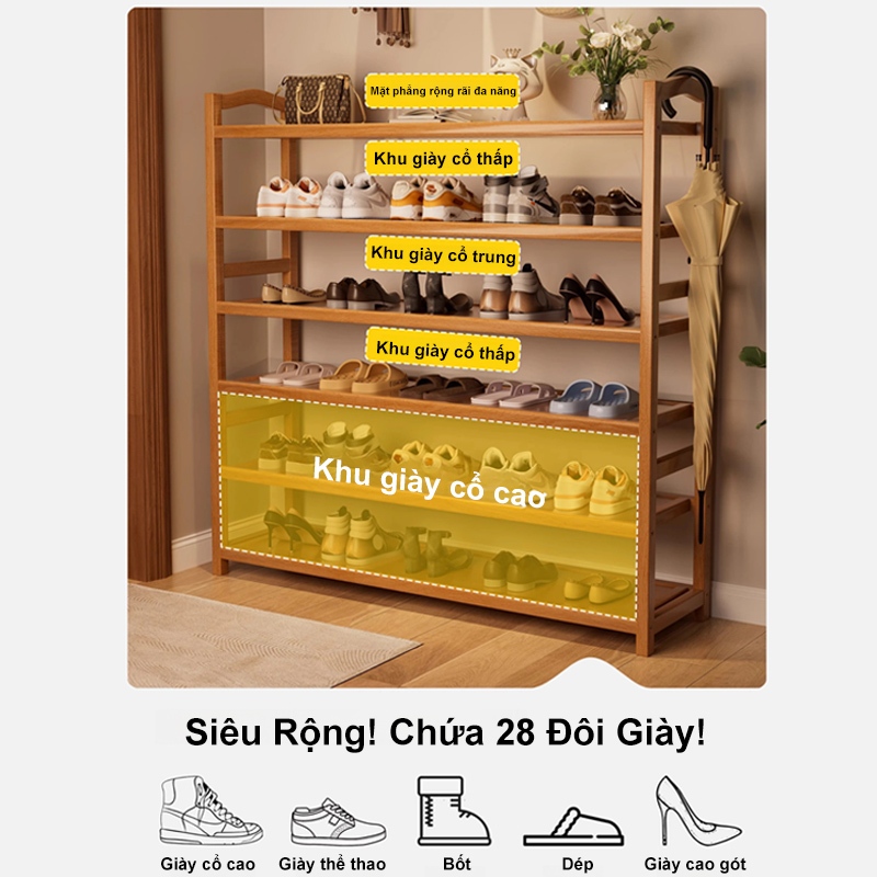 Kệ Giày Gỗ Phong Cách Tối Giản Tiết Kiệm Không Gian Giúp Nhà Cửa Ngăn Nắp Cho Phòng Khách