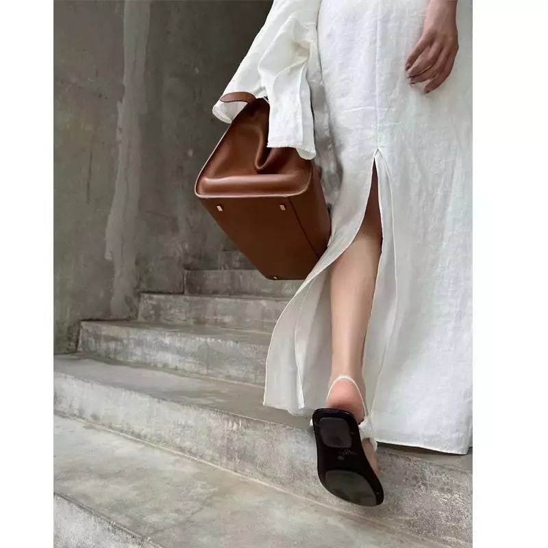 𝗢𝗿𝗶𝗼𝗻 -  Chân váy linen 2 lớp xẻ sau