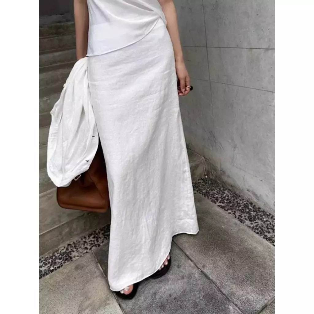 𝗢𝗿𝗶𝗼𝗻 -  Chân váy linen 2 lớp xẻ sau