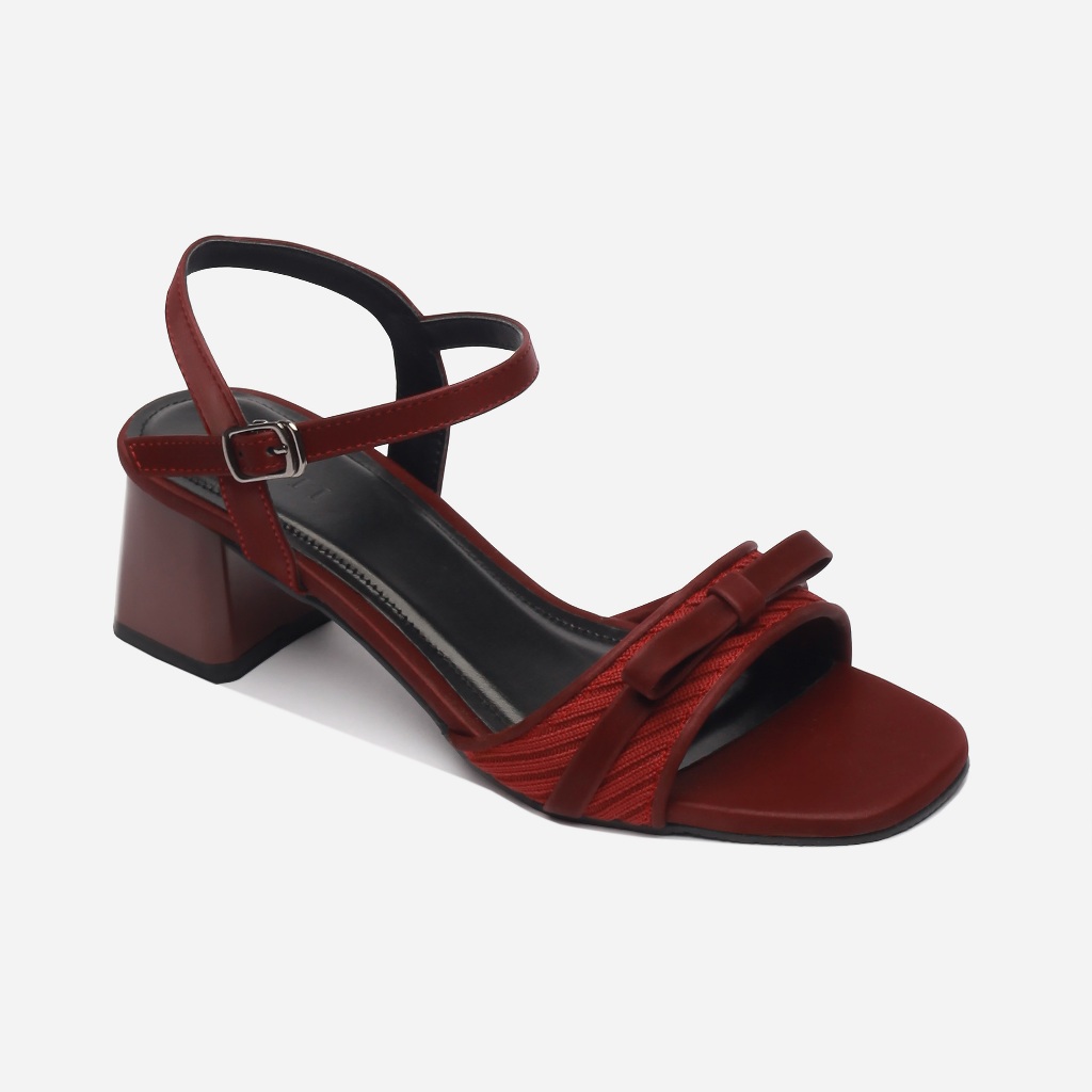 CORII - Giày Sandal Cao Gót Mũi Vuông Phối Nơ TẾT 2026 Thời Trang và Thoải Mái  - CR6T262 Đỏ