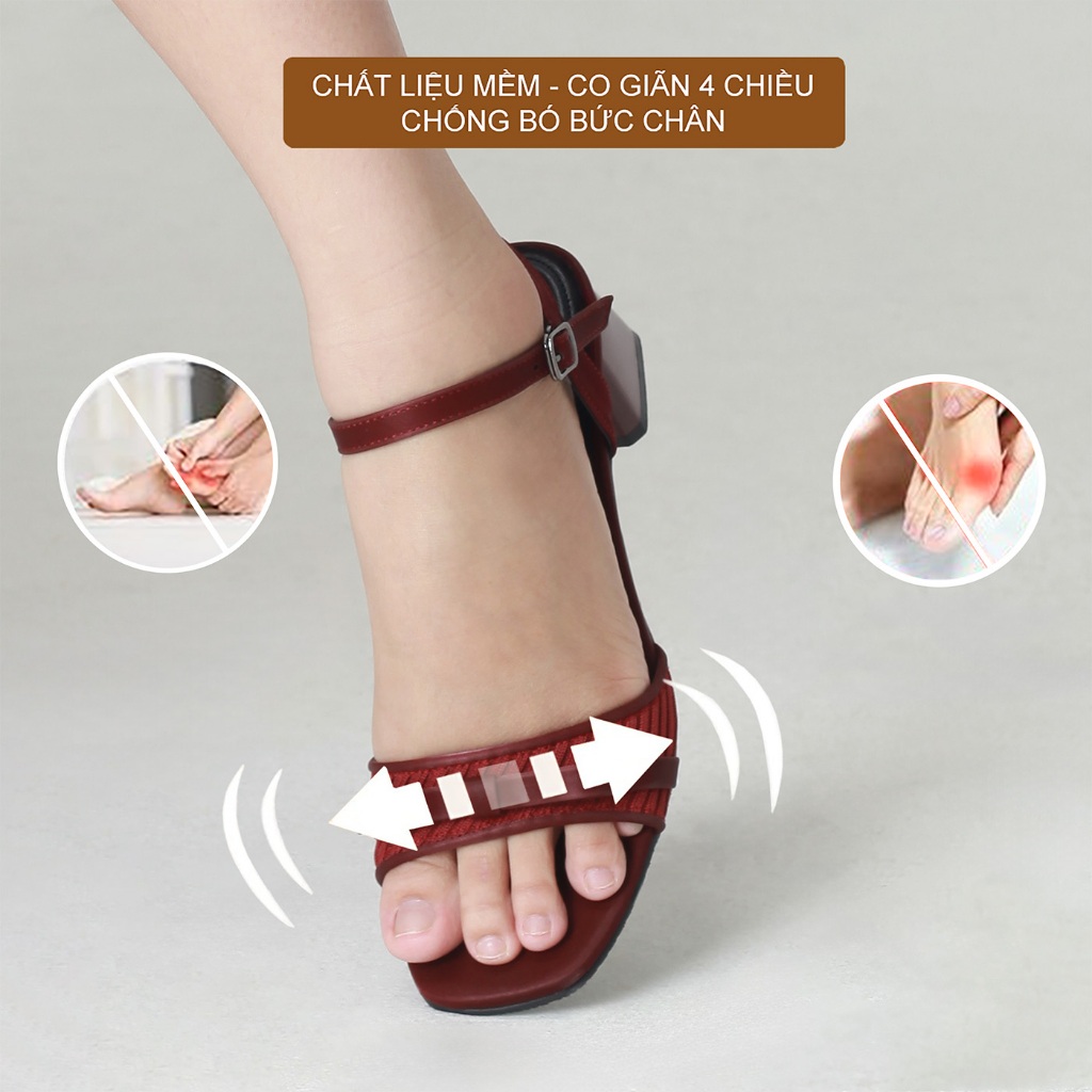 CORII - Giày Sandal Cao Gót Mũi Vuông Phối Nơ TẾT 2026 Thời Trang và Thoải Mái  - CR6T262 Đỏ