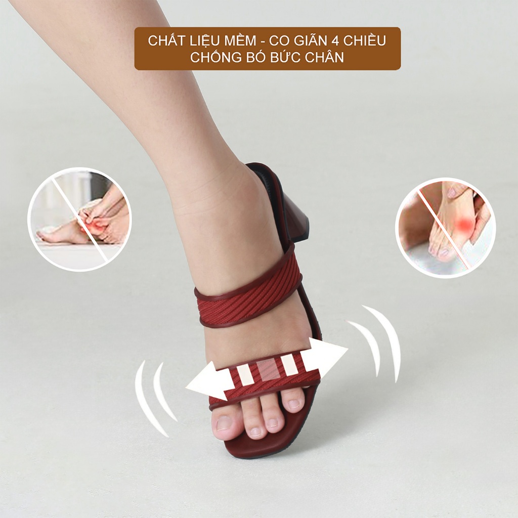 CORII - Dép Guốc Cao Gót 2 Quai Ngang Bản Nhỏ Mũi Vuông TẾT 2026 Thời Trang và Thoải Mái Nhất - CR10262 Đỏ