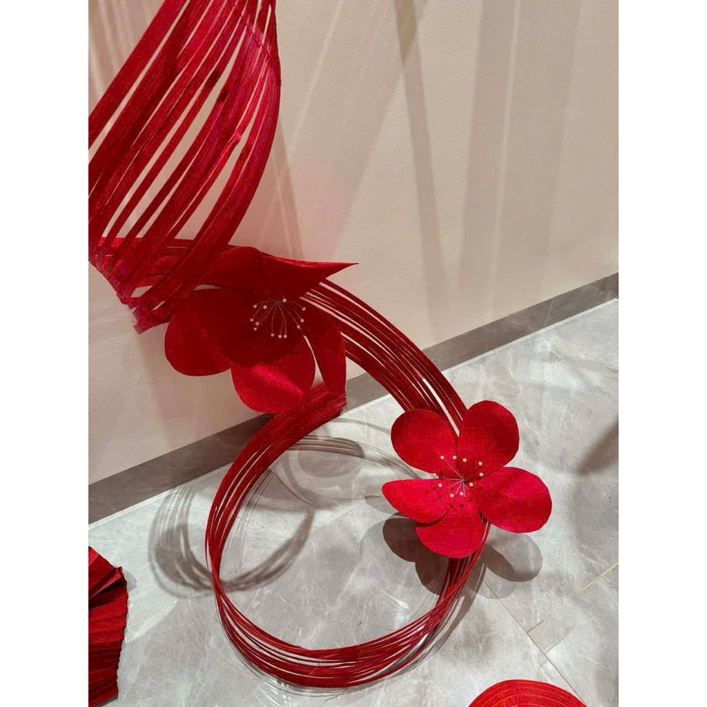 combo 10 phên tre uốn dẻo màu đỏ 15cm x 5m làm decor