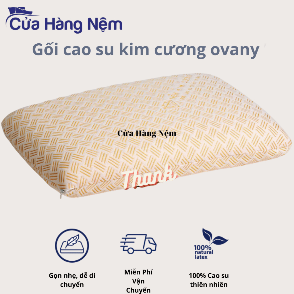 Gối Cao Su Oval Kim Cương 40x60x12
