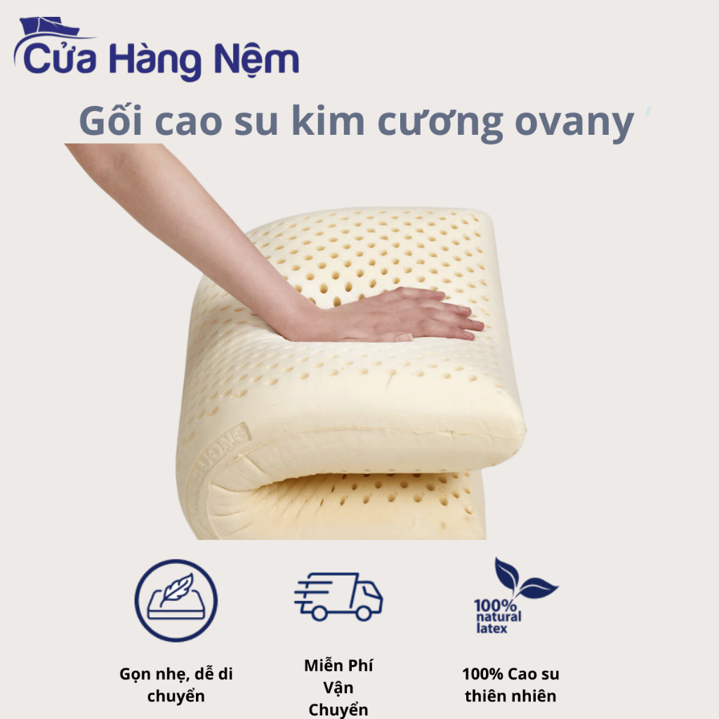 Gối Cao Su Oval Kim Cương 40x60x12
