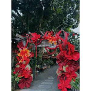 combo 10 bông hoa trang trí Tết đỏ vàng decor cổng tường-gian hàng