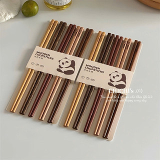 Sét 5 sét đũa gỗ panda, in hình gấu dễ thương 🌸🌸🌸