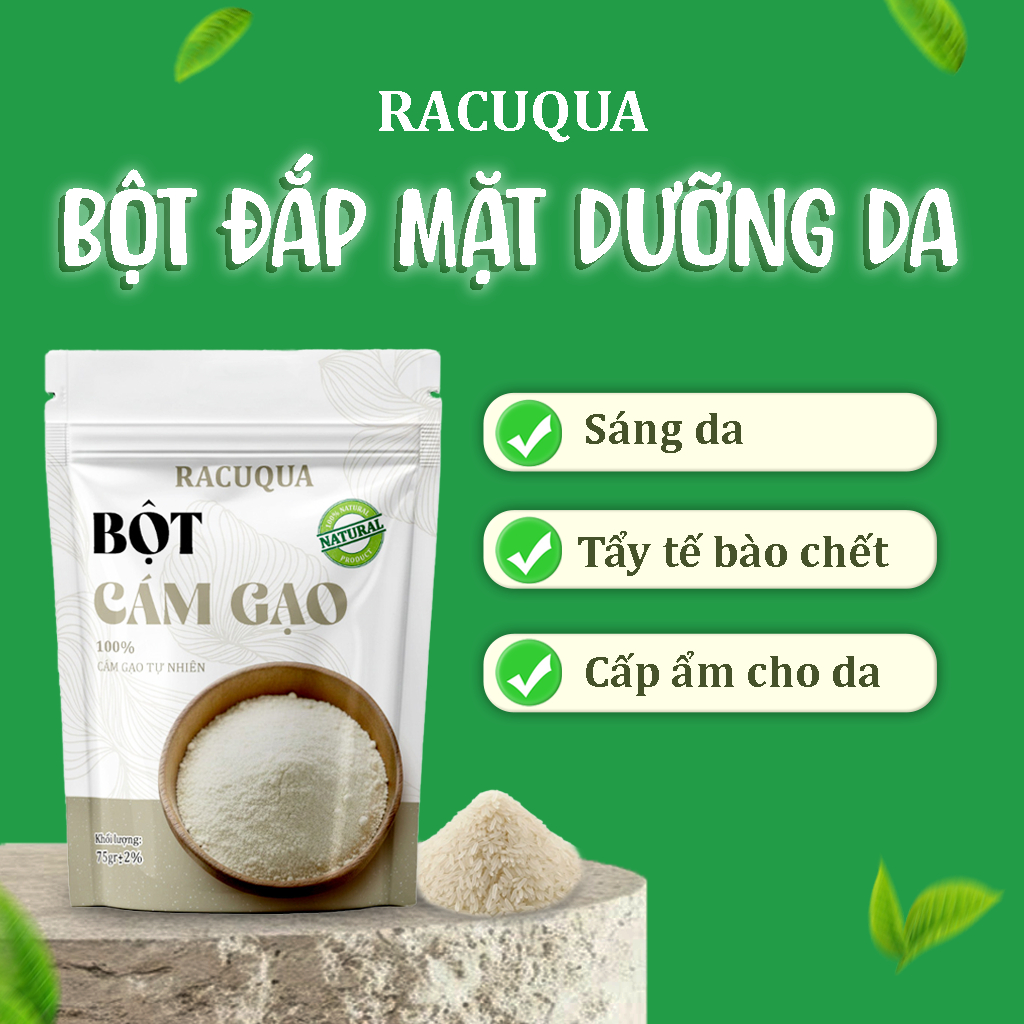 Bột Cám Gạo Đắp Mặt Làm Đẹp RACUQUA 75g Tiện Lợi