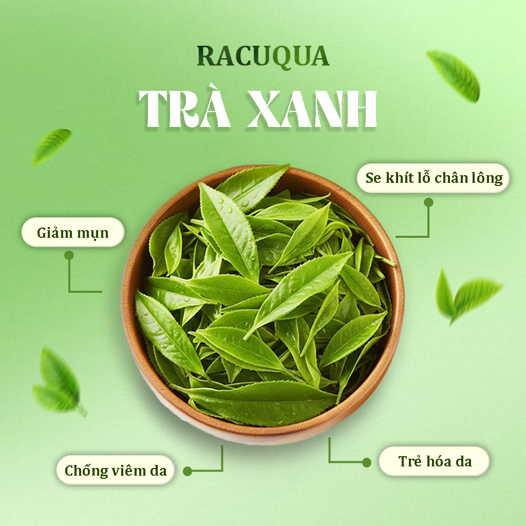 Bột Trà Xanh Sấy Lạnh Đắp Mặt Làm Đẹp RACUQUA 75g Tiện Lợi