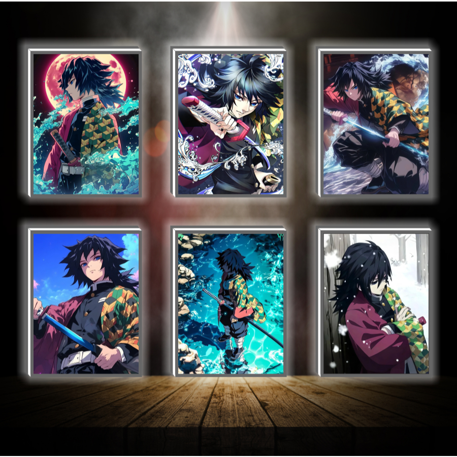 Tranh đèn led 3D đổi màu Giyu - Kimetsu no yaiba - Tranh đèn led 3D ANIME trang trí bàn làm việc, đèn ngủ