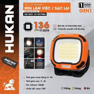 Đèn led HUKAN G1-DCT006, 136 chip led, Hoạt động 5-8h, Chân đế xoay được 180 độ