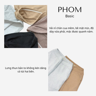 Quần mùa hè nỉ chân cua PHOM ống rộng dáng dài lưng thun bản to co giãn PQ03T
