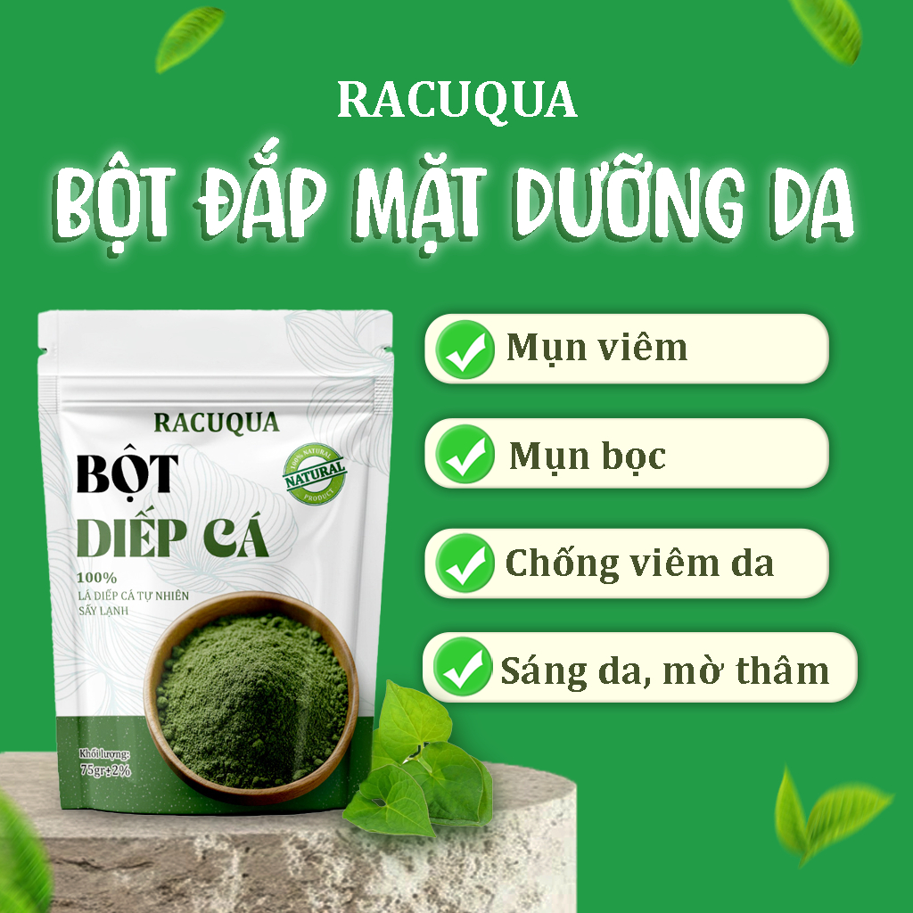 Bột Diếp Cá Sấy Lạnh Đắp Mặt Làm Đẹp RACUQUA 75g Tiện Lợi