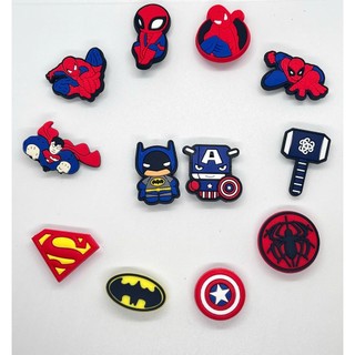 Set Charm Siêu Anh Hùng Marvel & DC Cute – Spider Man, Batman, Captain America, Thor, Superman – Charm Gắn Dép Cross
