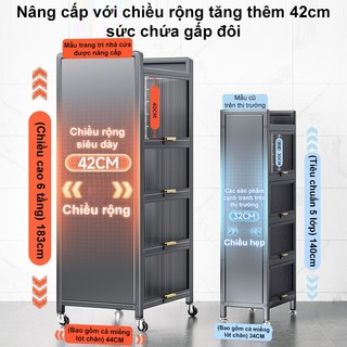 Tủ bếp Đa Năng thép chiều dài 35cm Kệ tủ đa năng Chống bụi Có bánh xe Tủ đựng đồ nhà bếp Tiết kiệm không gian