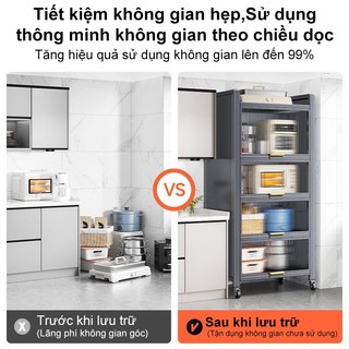 Tủ bếp Đa Năng thép chiều dài 35cm Kệ tủ đa năng Chống bụi Có bánh xe Tủ đựng đồ nhà bếp Tiết kiệm không gian