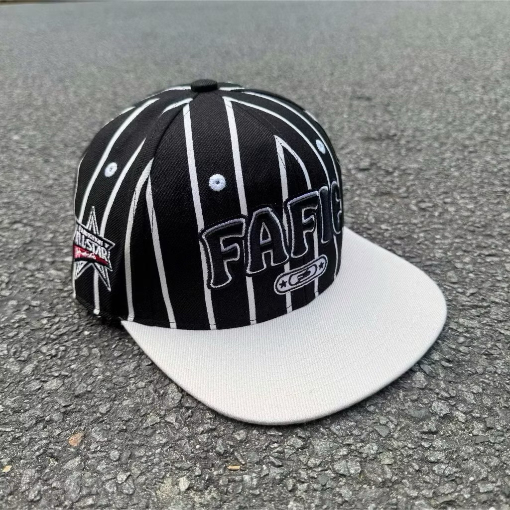 Mũ hiphop Fafic - Nón snapback kaki in sọc phối đen trắng thời trang đường phố cá tính nam nữ