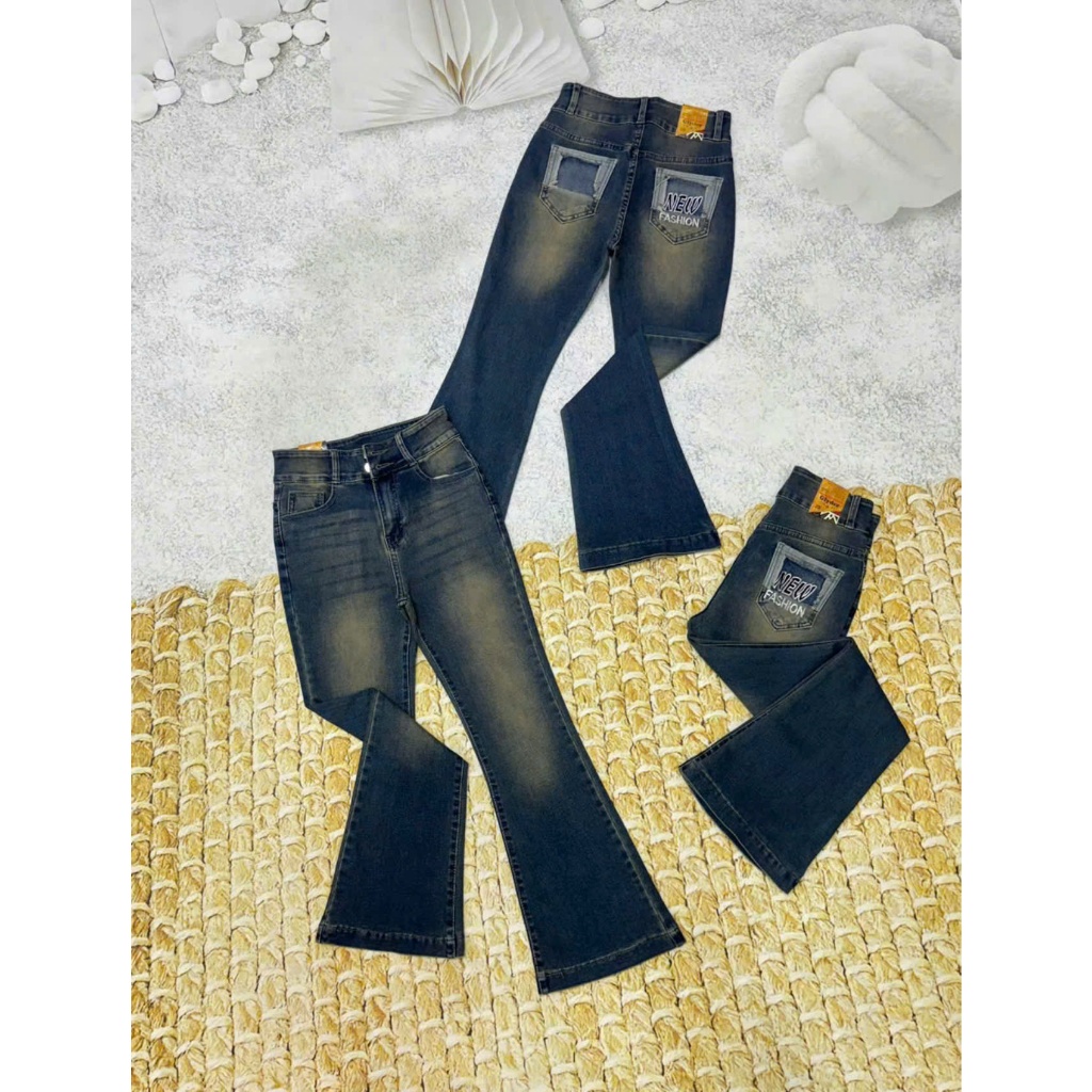 90-92cm Quần Jeans 9 Tấc Nữ Lưng Cao Co giãn Thời Trang