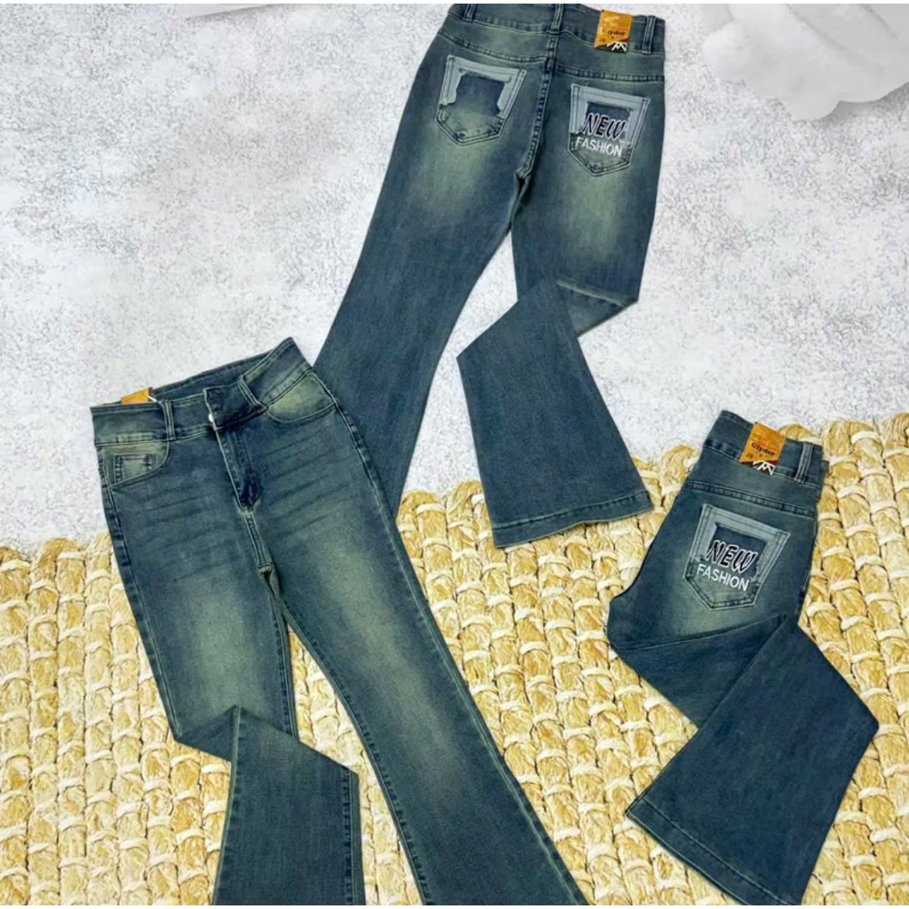 90-92cm Quần Jeans 9 Tấc Nữ Lưng Cao Co giãn Thời Trang