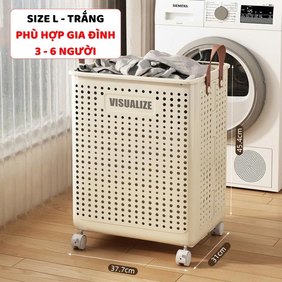 Giỏ Đựng Quần Áo Có Bánh Xe, Giỏ Nhựa Đựng Quần Áo Bẩn Đa Năng, Có Thể Gấp Gọn, Có Bánh Xe Q046