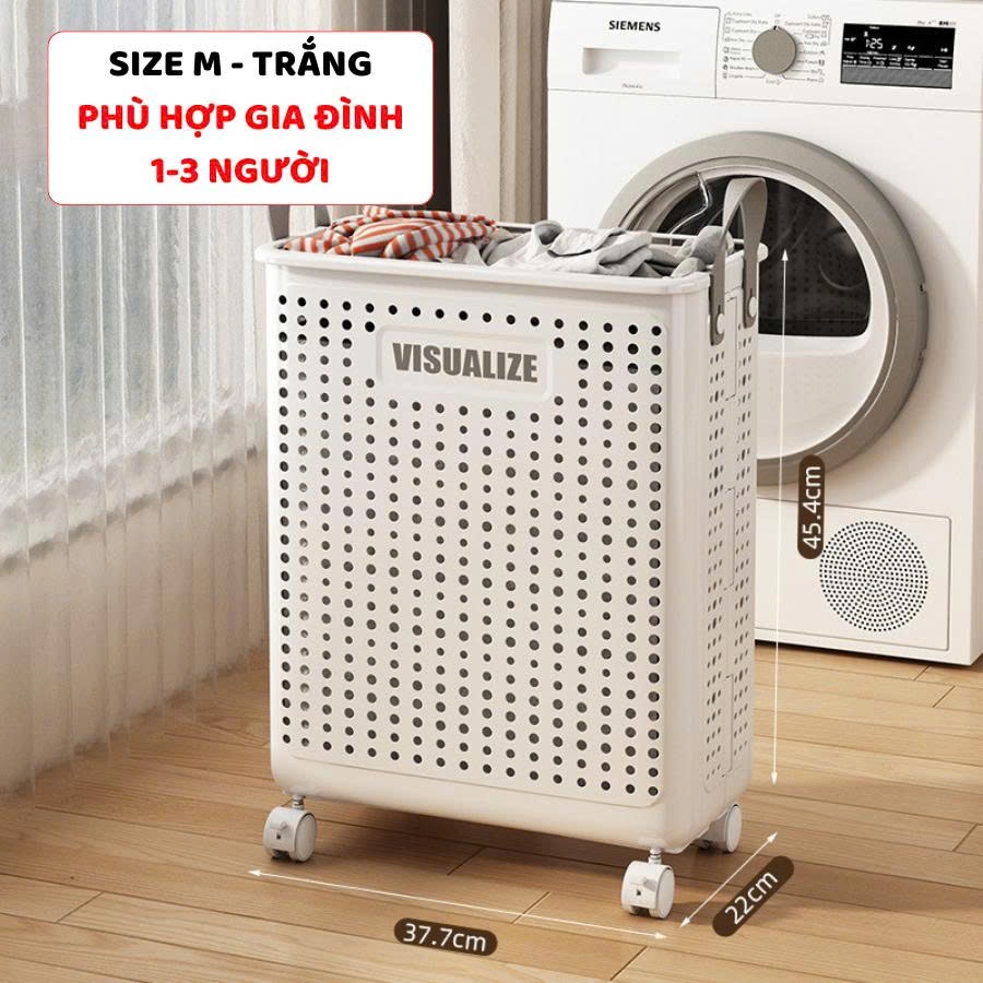 Giỏ Đựng Quần Áo Có Bánh Xe, Giỏ Nhựa Đựng Quần Áo Bẩn Đa Năng, Có Thể Gấp Gọn, Có Bánh Xe Q046