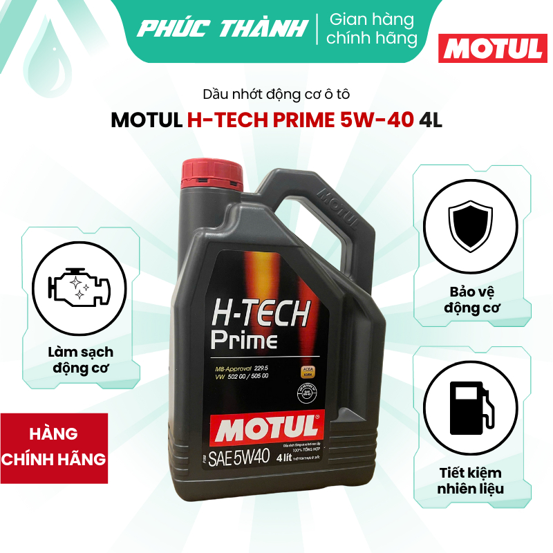Dầu Nhớt Tổng Hợp Toàn Phần Cho Xe Ô Tô MOTUL H-TECH PRIME 5W40 API SP A3/B4 4Lit - Chính Hãng