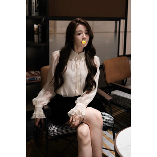 •𝙆𝙞𝙣𝙜𝙨𝙝𝙤𝙥𝙗𝙚𝙖𝙪𝙩𝙮•Áo Lụa Cổ Bẻ Tay Bo Ren QC