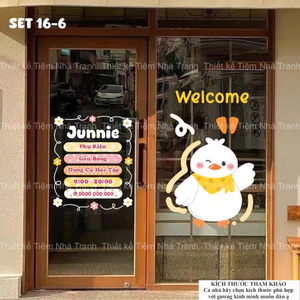Bộ hình dán vịt trang trí gương, kính cửa hàng set 16-6