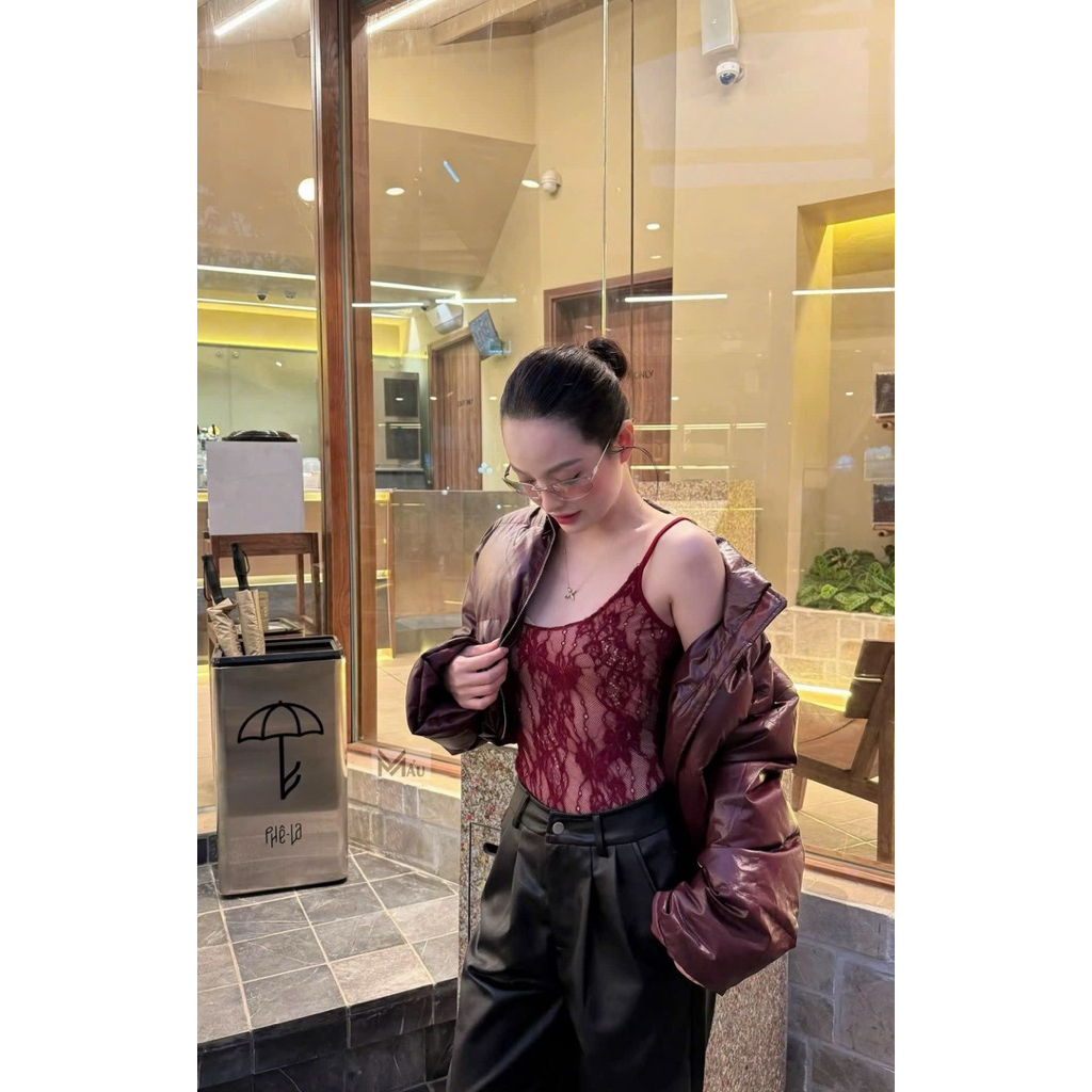 Áo body suits ren hoa 2 dây mix đồ siu gợi cảm